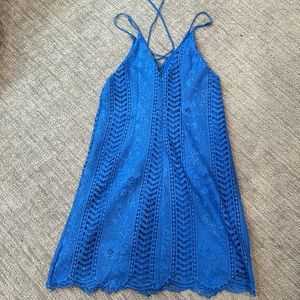ASTR the label size small cobalt blue lace mini dress. Double lined